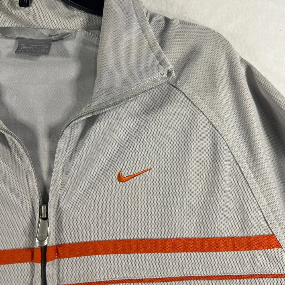 Nike Y2K Men's Track Jacket Gray Orange Stripe Full Zip Athletic Sportswear XL